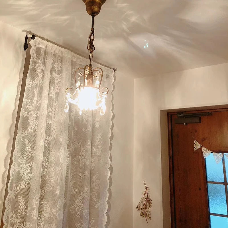 French Lace Sheer Curtains - White Tulle Voile Drapes for Bedroom & Living Room