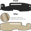 Comparison of a front and after custom fit dash cover mats, showing the anti-slip design features.