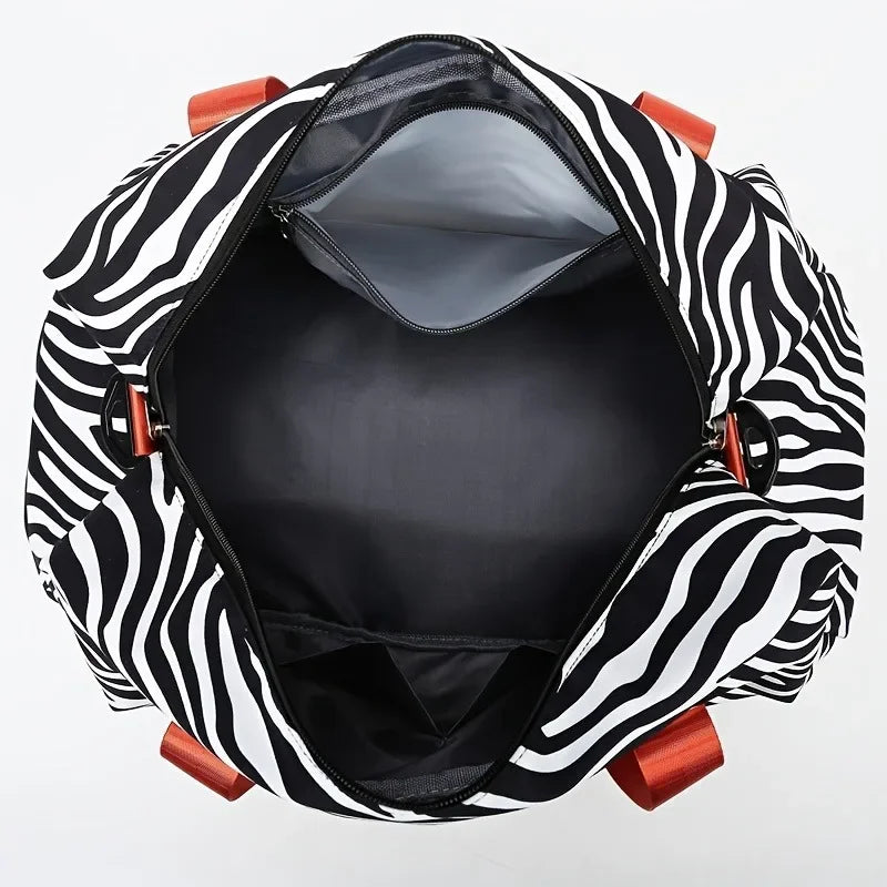 Animal Print Travel Duffle Bag with Shoe Compartment