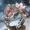 Floral Butterfly Rhinestone Ring — Romantic Adjustable Design