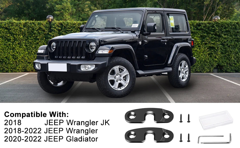Black Jeep Wrangler heavy-duty aluminum sun visor repair kit for JK JL and Gladiator models