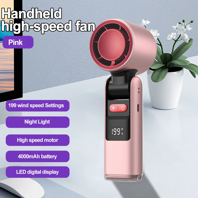 Foldable Mini Turbo Fan with Digital Display