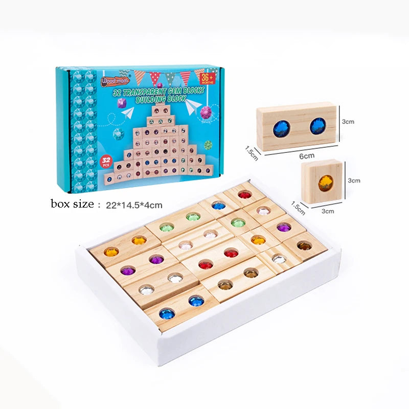 Rainbow Wooden & Acrylic Stacking Blocks Set