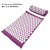Purple acupressure mat and pillow set with white dots for pain relief