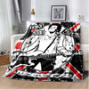 A black and white graphic fleece throw blanket featuring the My Chemical Romance band logo and imagery.