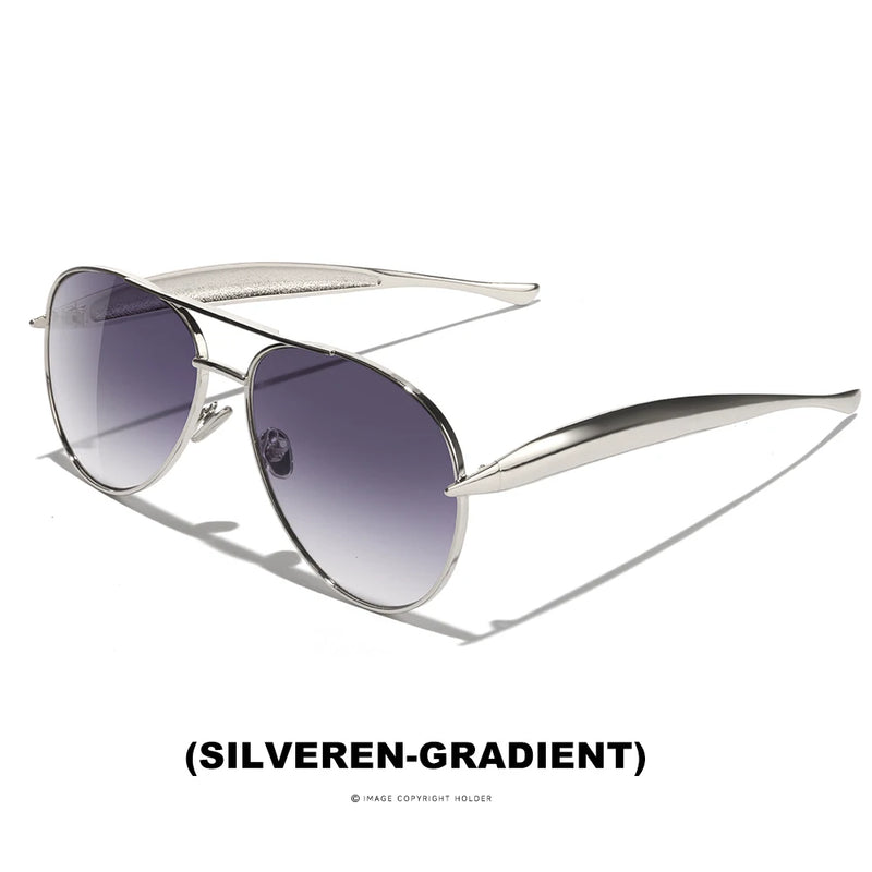 Oversized Aviator Sunglasses with Gradient Champagne Lenses