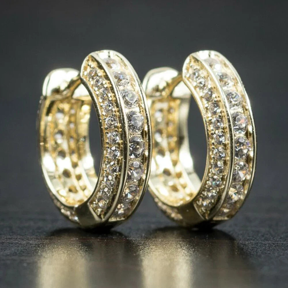 Men's Crystal Cubic Zirconia Hoop Earrings