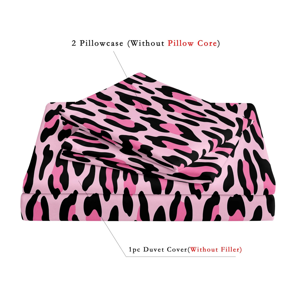 Dark Leopard Print Duvet Cover Set with Two Pillowcases