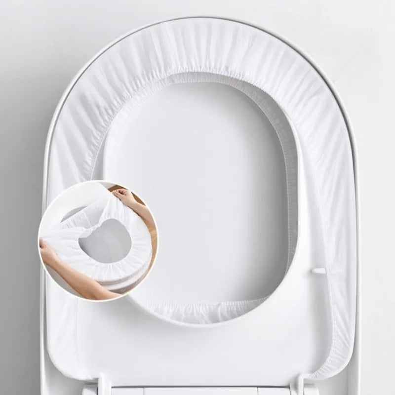 White disposable toilet seat covers individually wrapped for travel and public restrooms