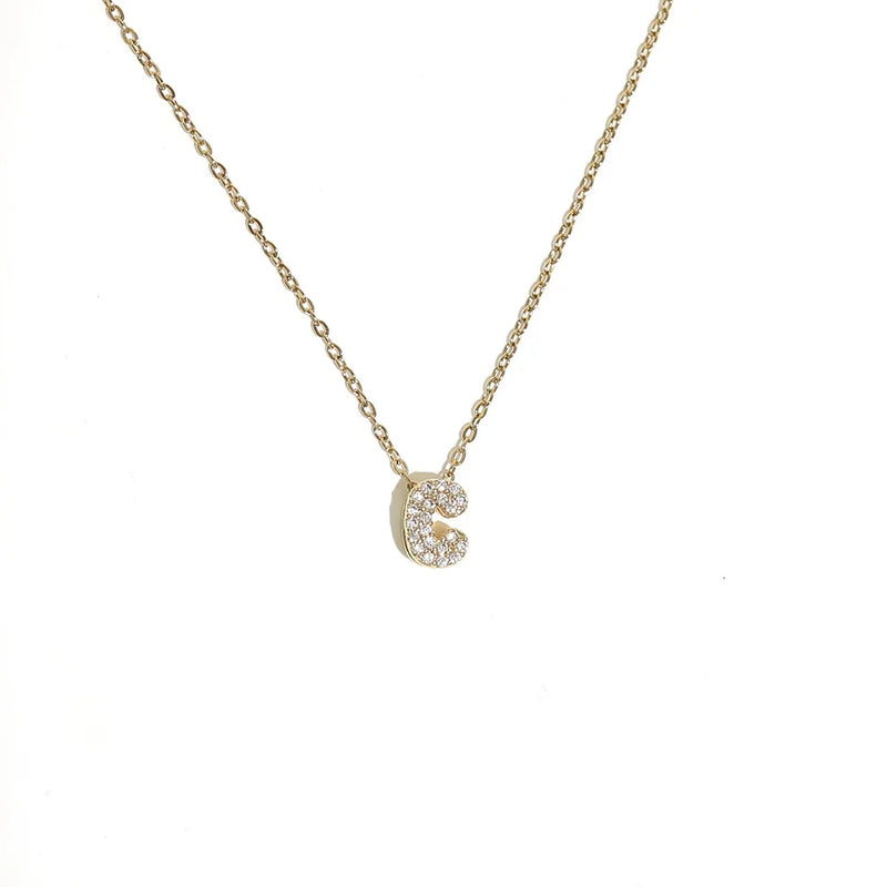 Initial Letter Pendant Necklace with Cubic Zirconia