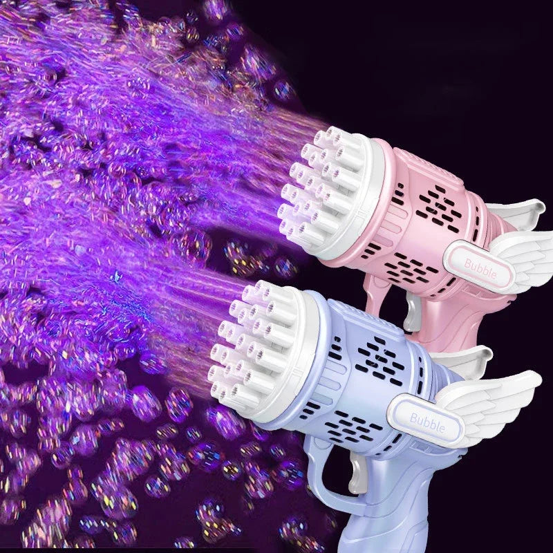 Rocket Bubble Gun with Lights - 32 Holes Automatic Blower for Kids