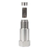 A silver metal exhaust pipe adapter connector with a threaded section and a smooth top piece.