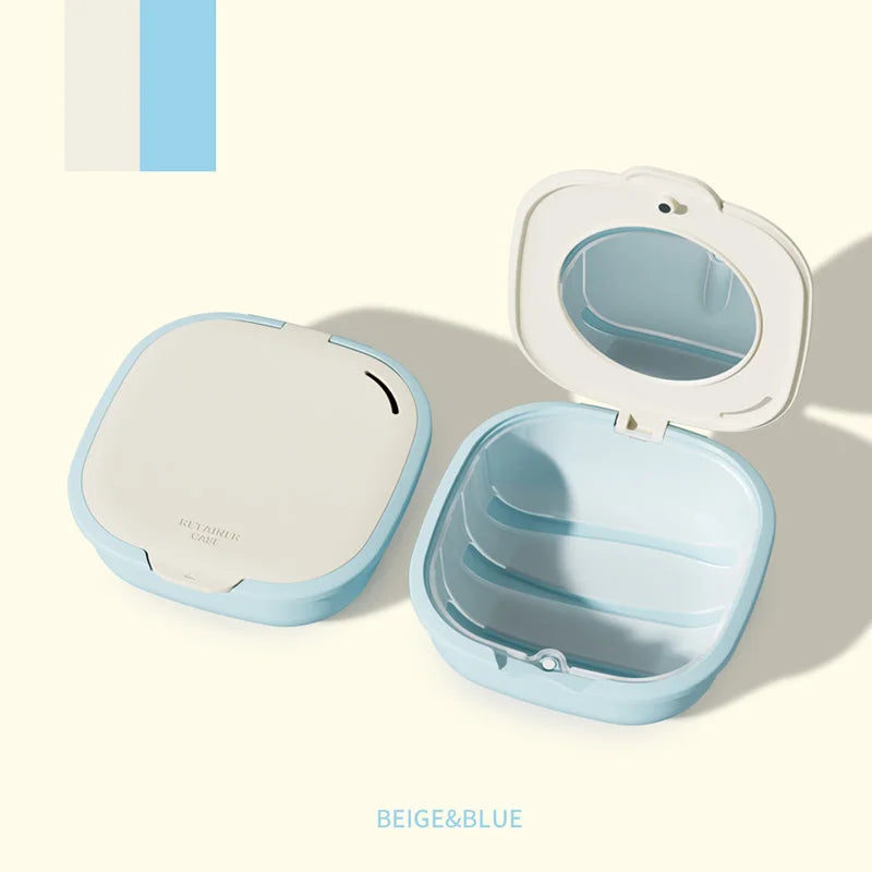 Colorful Denture & Retainer Case with Mirror and Drainage Basket