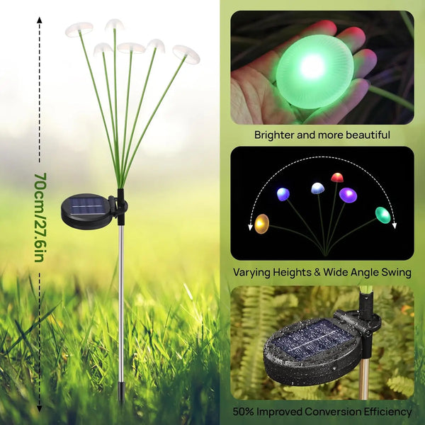 Luces de Jardín con Forma de Hongo Alimentadas por Energía Solar