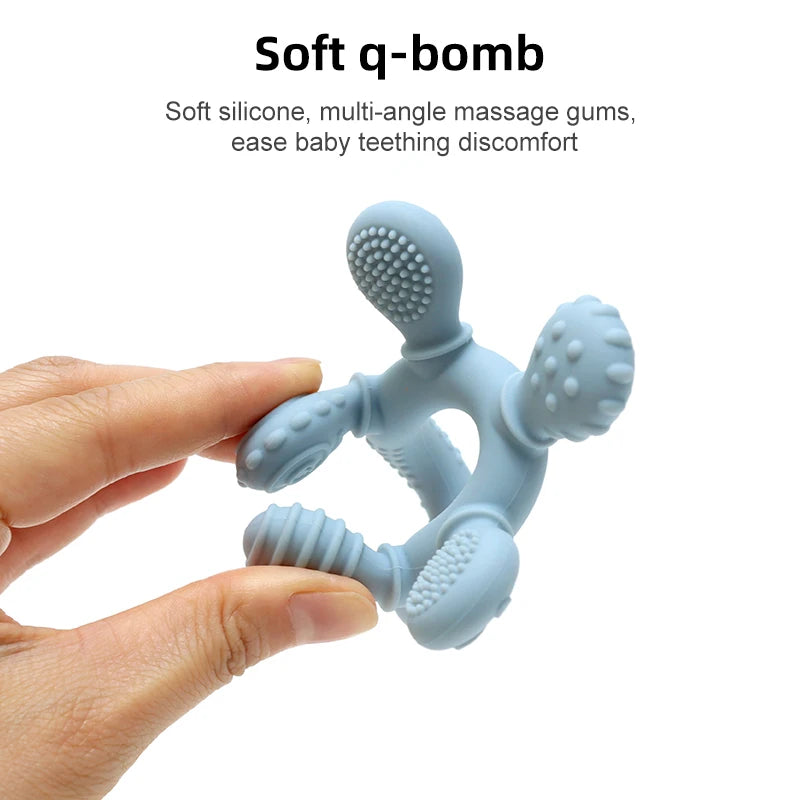 Silicone Baby Teether Ring with Sensory Beads