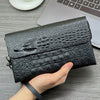 Crocodile Pattern Clutch Bag with Flap Closure