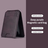 Deep purple magnetic card bag leather wallet case for iPhone with card holder