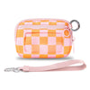Checkered Card Case Wallet with Detachable Keychain and ID Window
