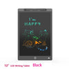 A black 12-inch LCD writing tablet displaying the text I'm happy and drawings of cats.