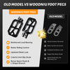 Comparison image showing new Woodniu foot pegs versus old model aluminum foot pegs.