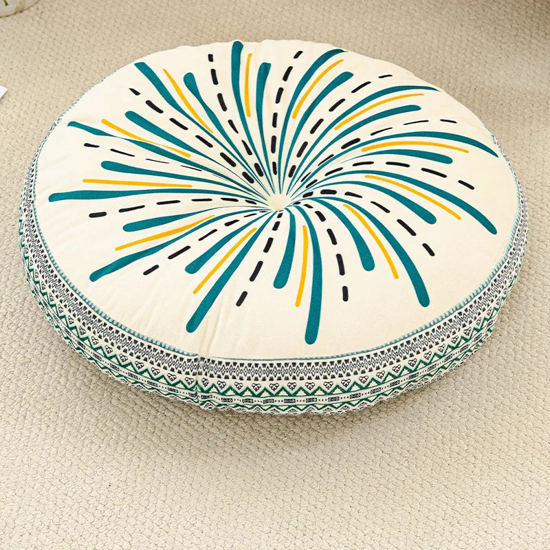 Bohemian Round Floor Cushion with Anti-Slip Base