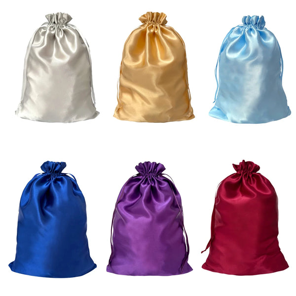 Satin Wig Storage Bags with Drawstring Closure