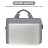 A gray waterproof nylon laptop sleeve with a padded handle is shown, designed to hold a laptop.