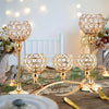 Gold 3-Arm Candelabra with Crystal Bowls for Elegant Table Decor