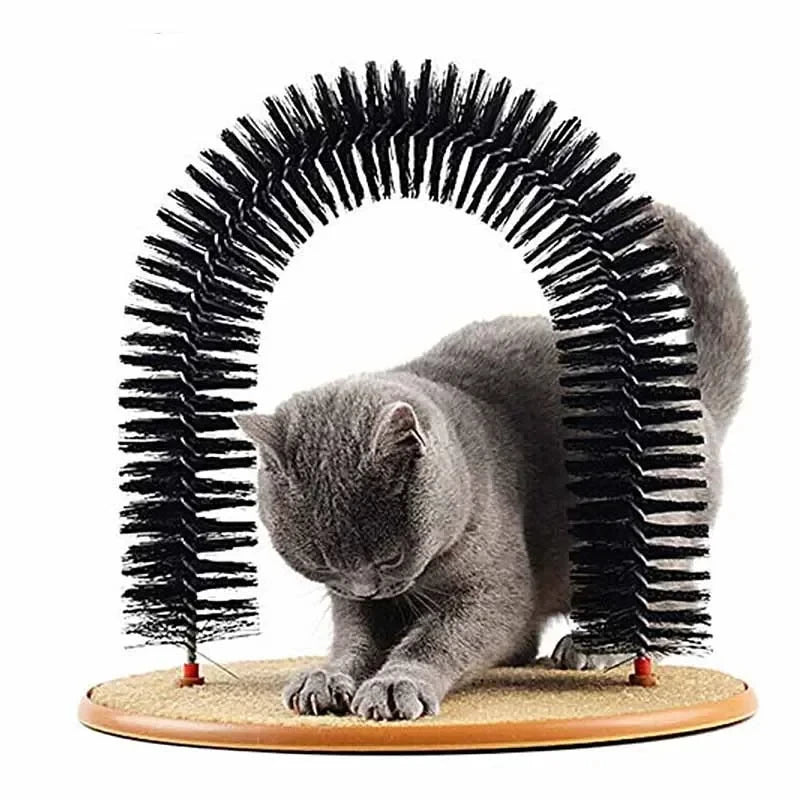 Cat Grooming Arch with Massage Brush and Scratching Pad