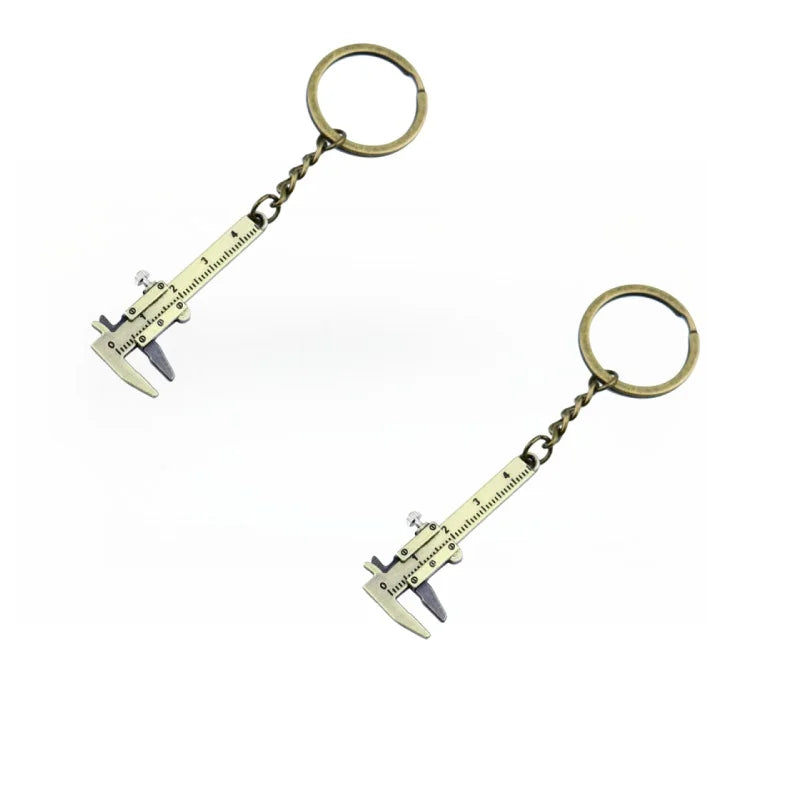 Mini Metal Vernier Caliper Keychain with Ruler