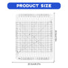 Clear acrylic quilting ruler with dual scale grid and 1/4 inch seam guide showing measurements in inches and centimeters.
