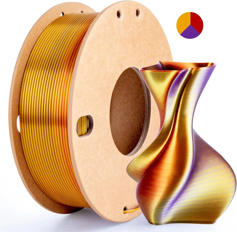 Dual & Tri-Color Silk PLA Filament for 3D Printing