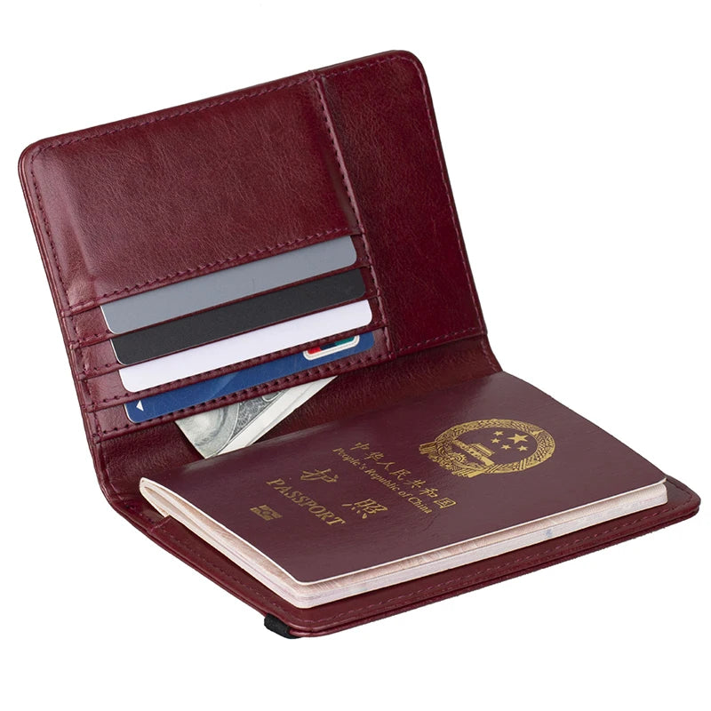 Classic PU Leather Passport Holder with US Flag Detail