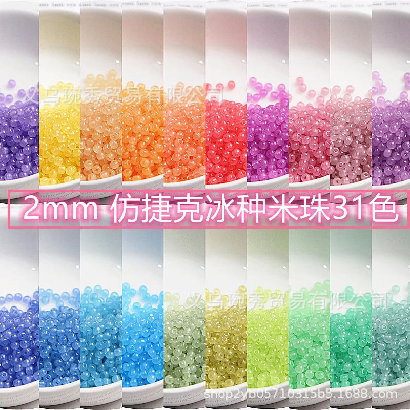 Jade Ice Glass Rice Beads for Jewelry Making
