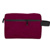 A deep purple waterproof travel toiletry bag with a black zipper and strap.