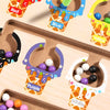 Wooden magnetic color sorting maze board with seven colored holes for kids