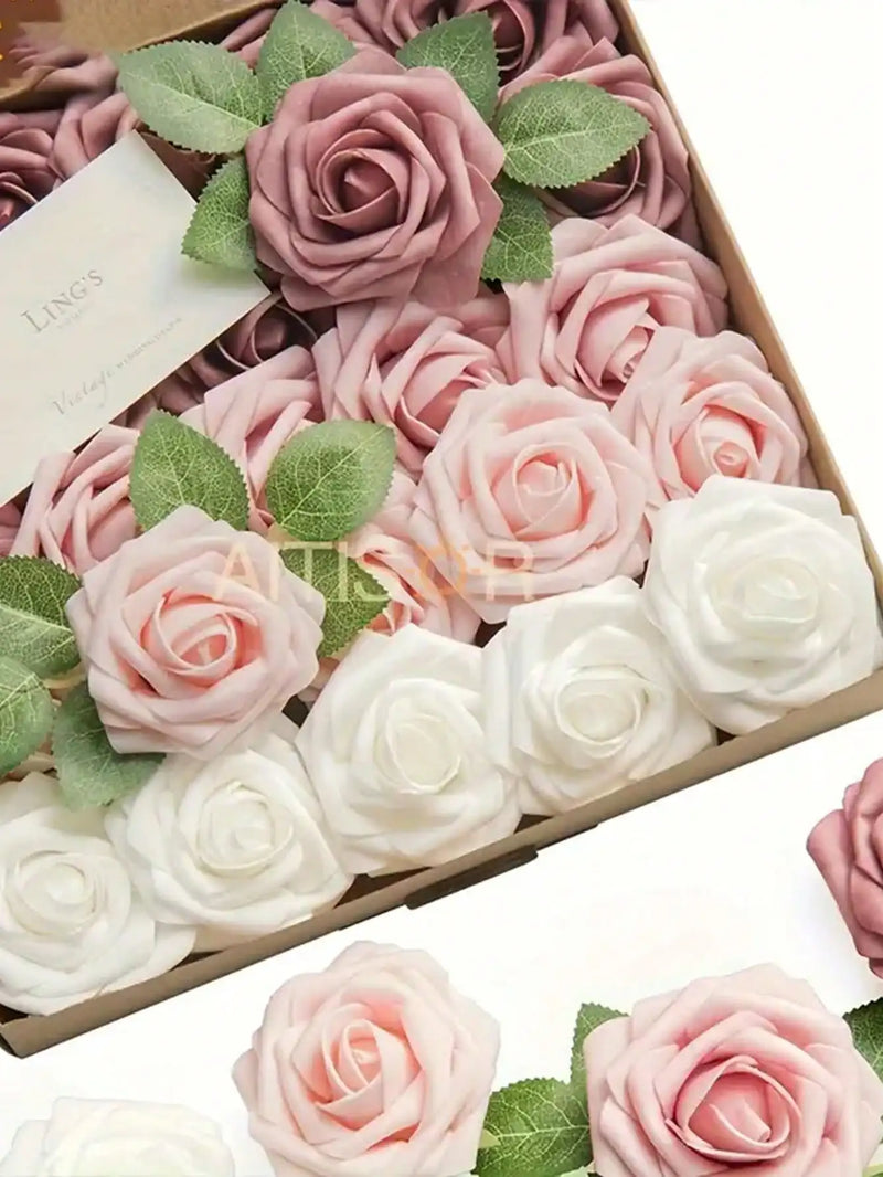 Set de Rosas Artificiales con Degradado Verde Bosque