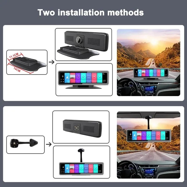 4-Channel 360° Mirror Dash Cam with GPS & Android OS