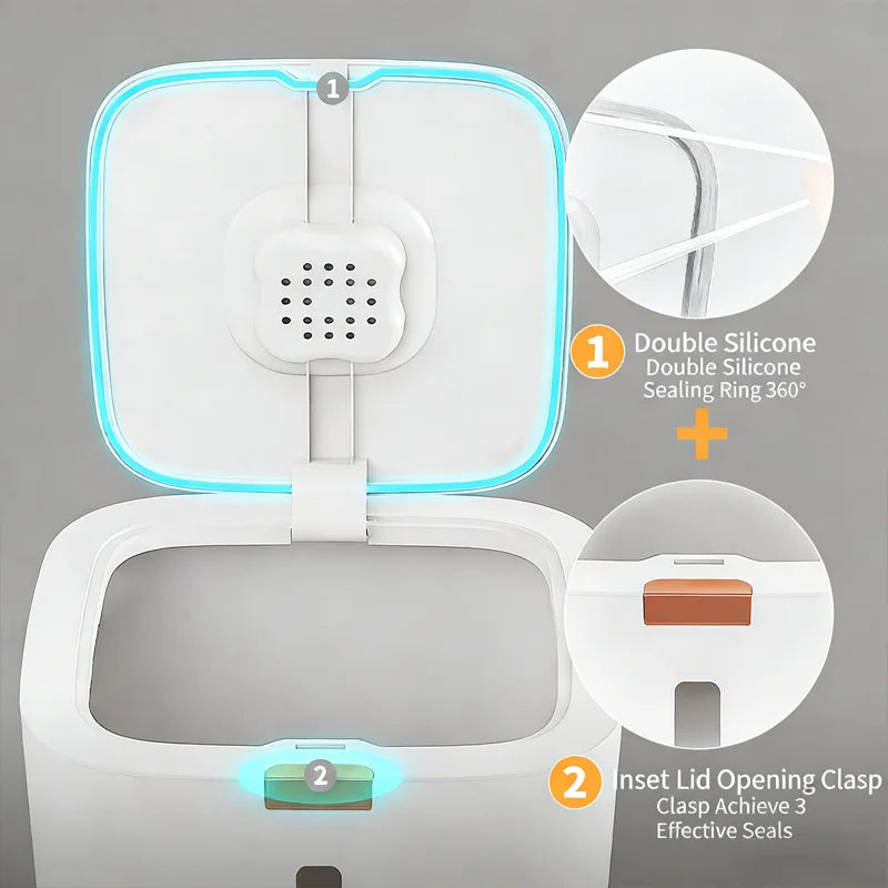 Airtight Rice Storage Container with Double Silicone Seal and Recessed Latch