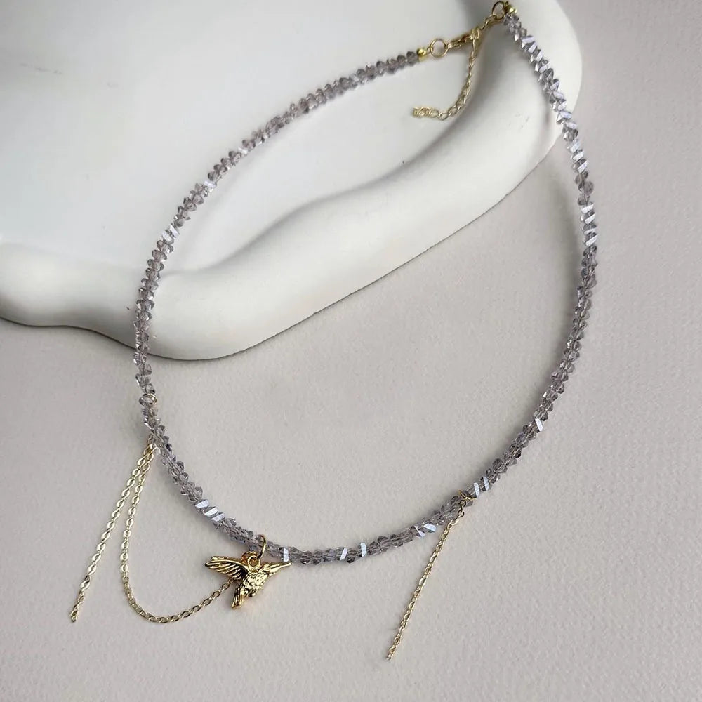 Collar de Borla de Cristal Elegante para Mujeres