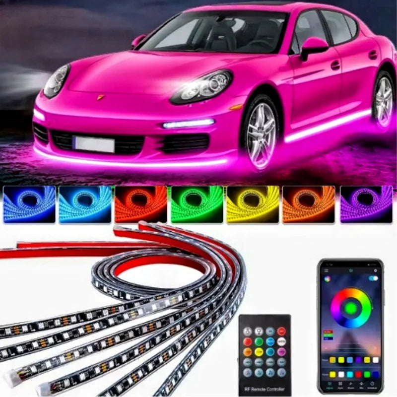 Tiras LED RGB Reactivas al Sonido para Iluminación Inferior del Coche