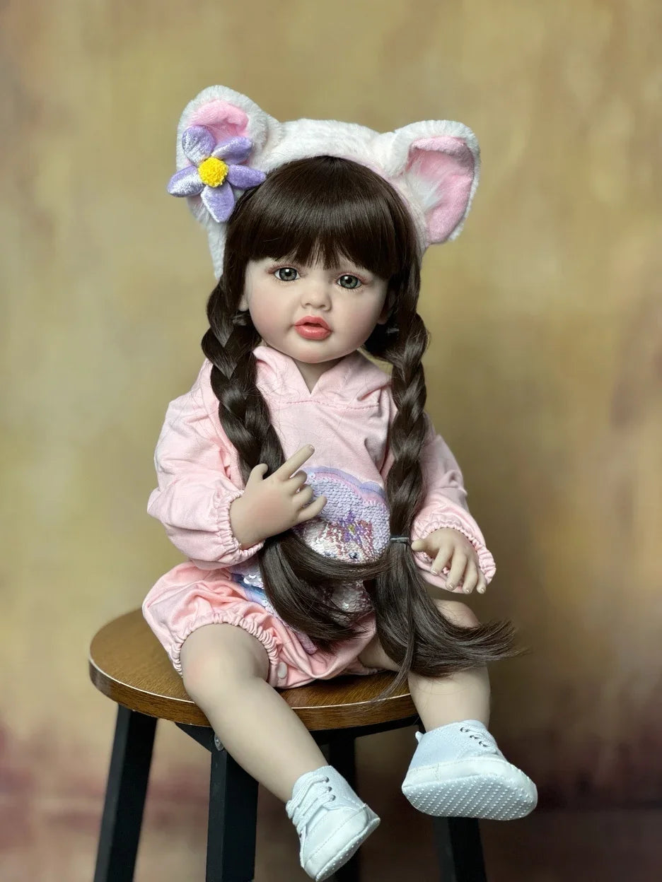 Lifelike Reborn Baby Girl Doll with Soft Silicone Body