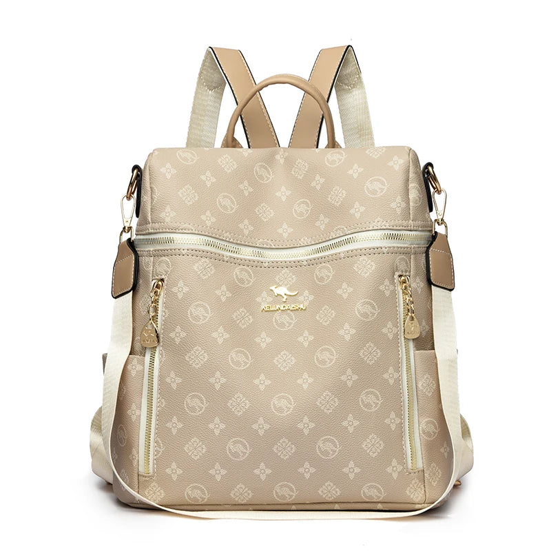 Women's Genuine Leather Backpack with Multiple Pockets