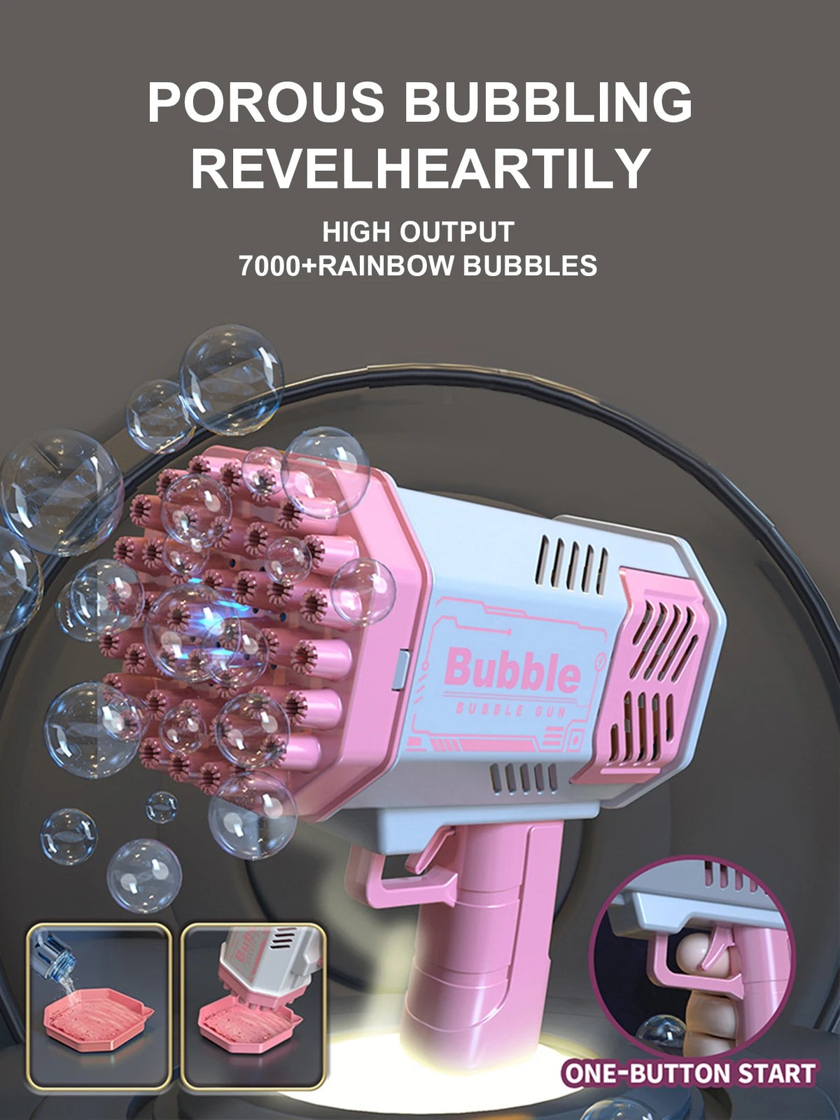 Kids Bubble Blower Gun - 40 Hole Electric Toy