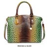 Vintage Croc-Embossed Structured Satchel Handbag