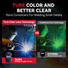 Comparison of pure color lens technology versus traditional lens technology for welding details.