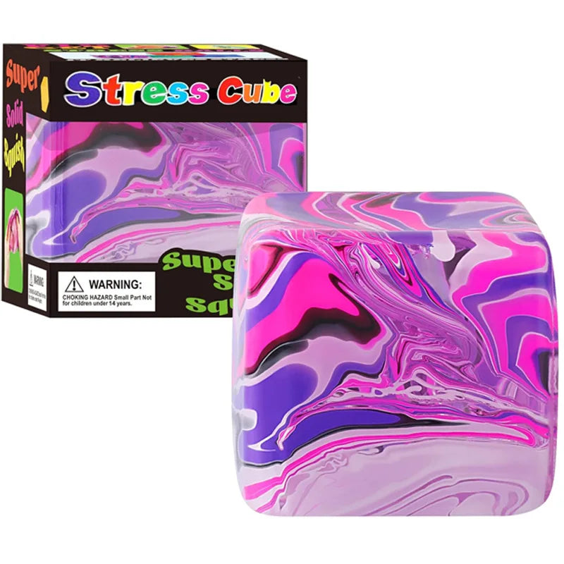 Cube sensoriel marbré violet et rose
