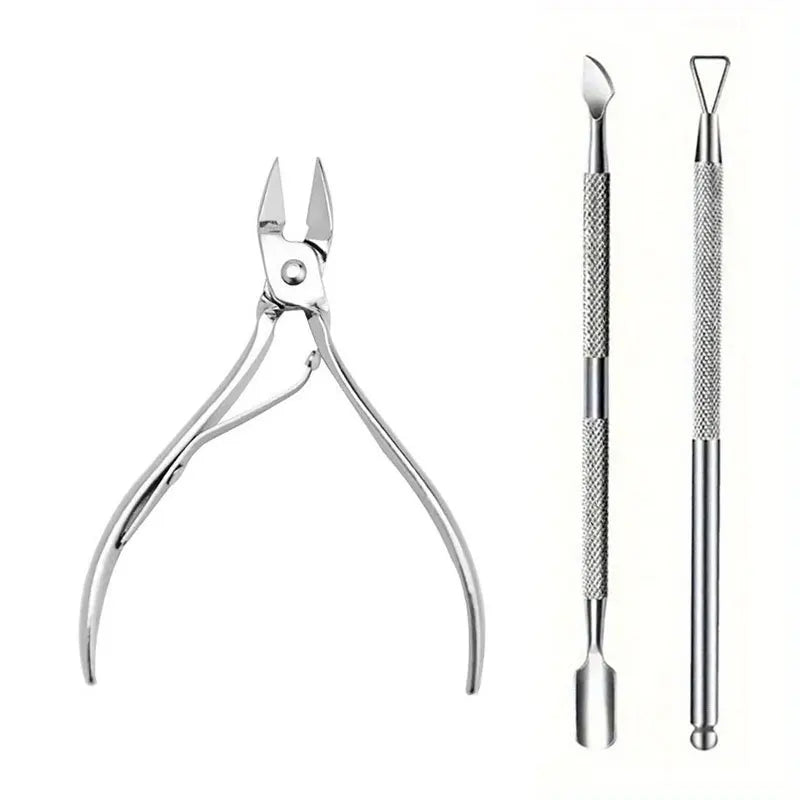 Stainless Steel Cuticle Nipper & Pusher Set for Precision Nail Care
