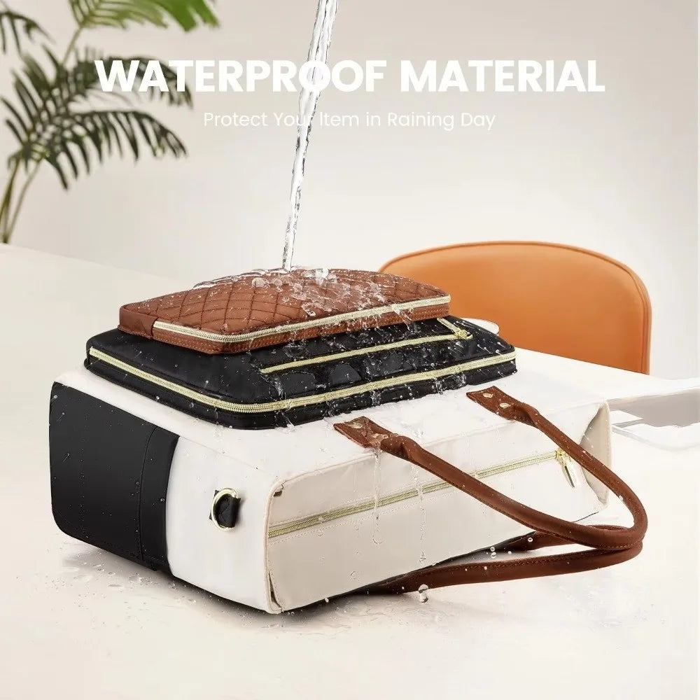 Versatile Water-Resistant Tote Bag with Laptop Sleeve and Cup Holder