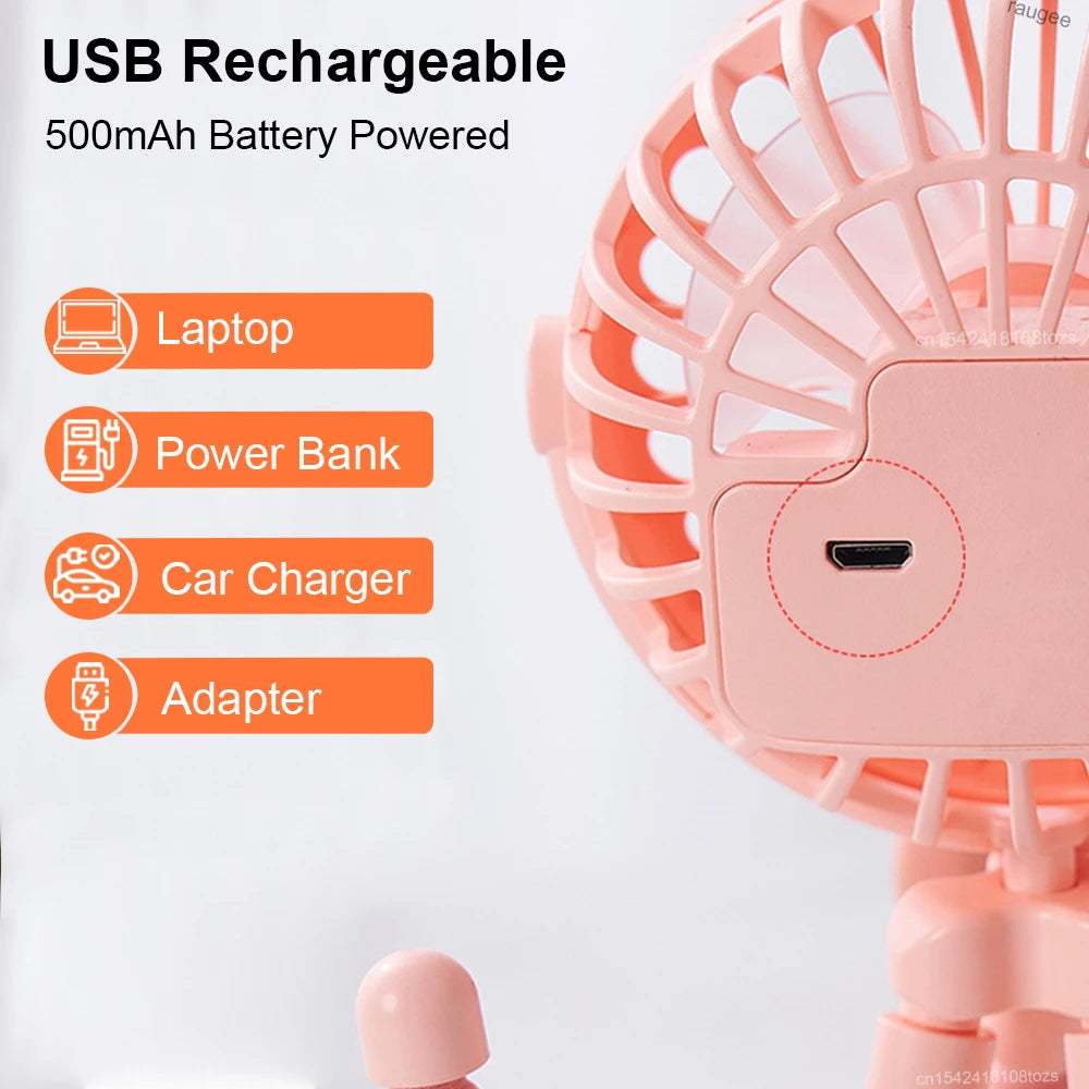 Portable Clip-On USB Rechargeable Mini Fan